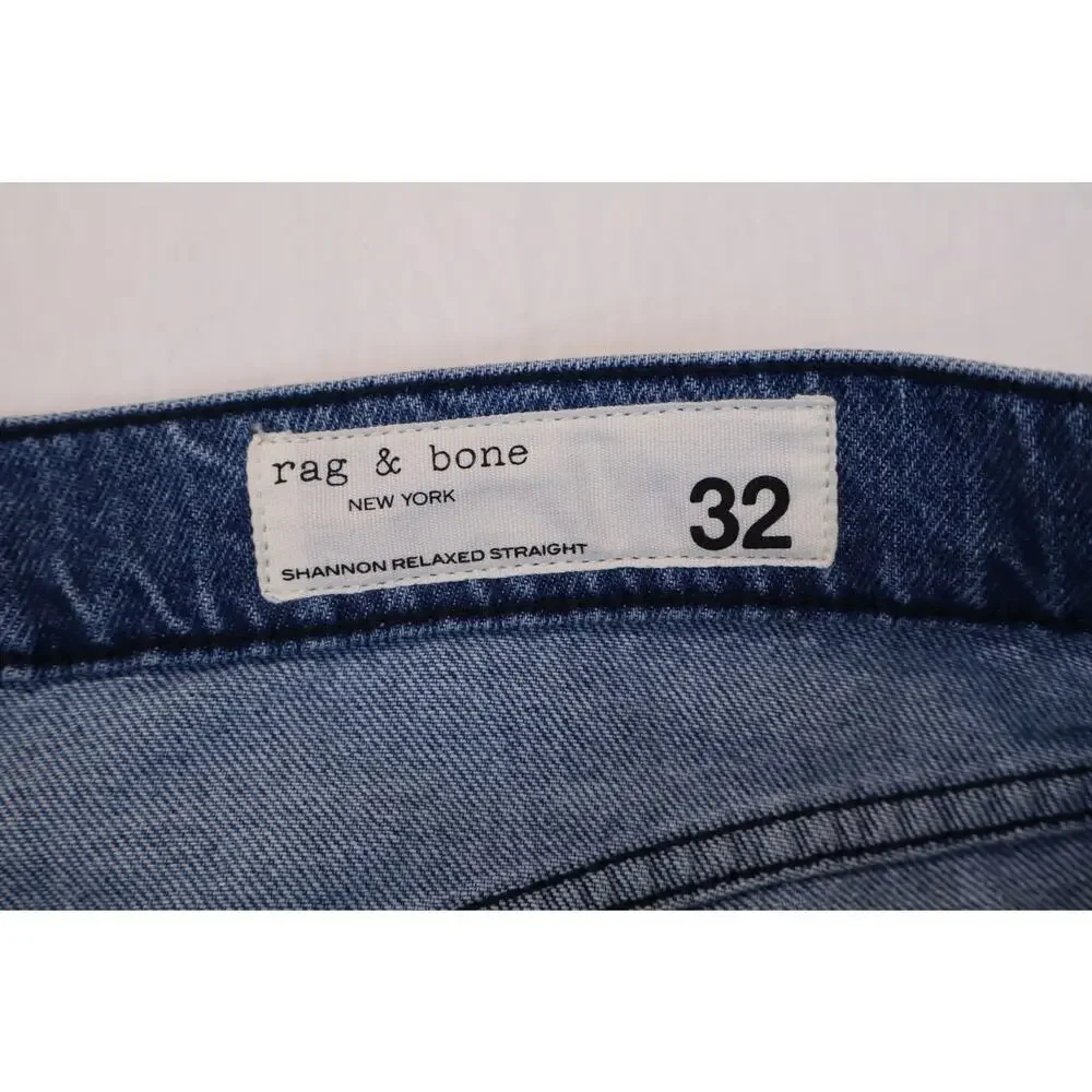 NEW Rag & Bone Shannon Relaxed Straight Jeans Women's Blue Distressed Size 32 - Picture 6 of 7